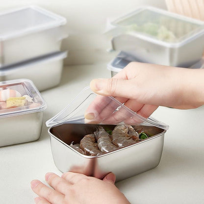 Durable Stainless Steel Square Food Storage Plate with Lid