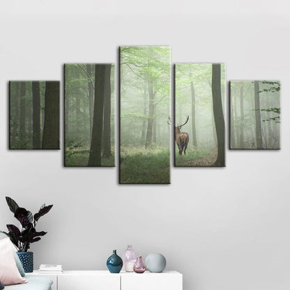Serene Woodland Stag - Five-Piece Canvas Art Set