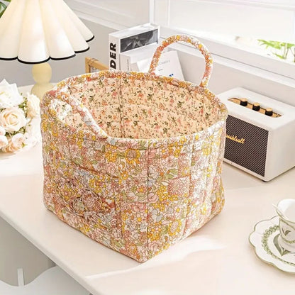 Elegant Floral Fabric Organizer Basket