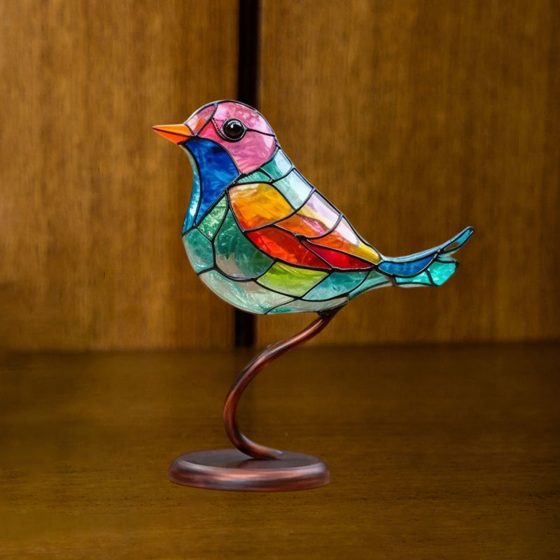 Double-Sided Multicolor Acrylic Ornaments with Birds on Branches