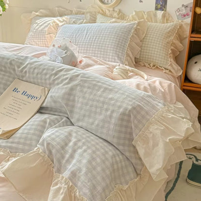 Charming Plaid Ruffled Bedding Ensemble for Cozy Nights