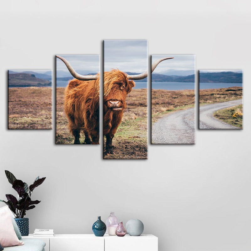 Charming Canvas Set of 5 - Rustic Cow Wall Art