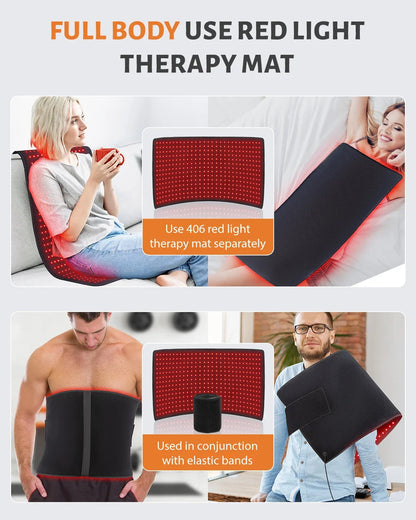 Infrared Light Therapy Mat with 406 LEDs - 660nm & 850nm for Body Relief