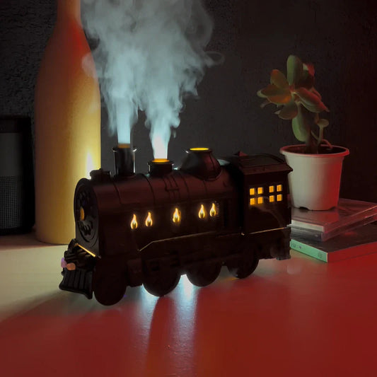 Compact Steam Train Humidifier with Retro Design and Ambient LED Light