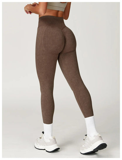 High-Waisted Ribbed Workout Leggings for Women | Seamless Stretch Fit