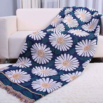 Chic Cotton Knit Blanket with Decorative Tassels