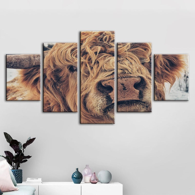 Charming Cow Canvas Art Set - 5 Panels for Stunning Decor