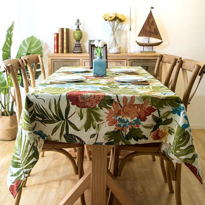 Tropical Leaf Design Cotton Table Cover