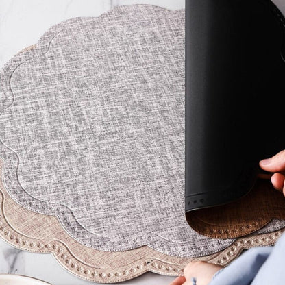 Elegant Waterproof Dining Mat with Scalloped Edges