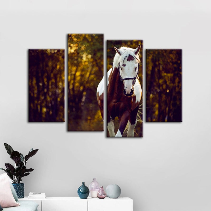 Serene Equine Elegance - 4 Piece Canvas Wall Art