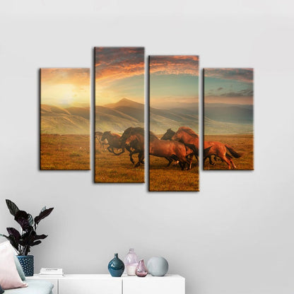 Majestic Horse Quartet - Scenic Canvas Art for Your Home