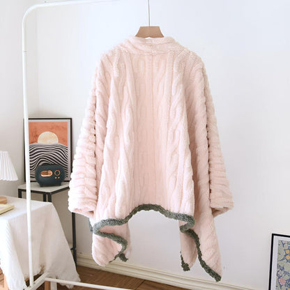 Luxurious Embroidered Fleece Wrap for Cozy Elegance
