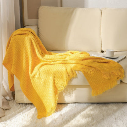 Charming Cotton Waffle Blanket with Stylish Tassels