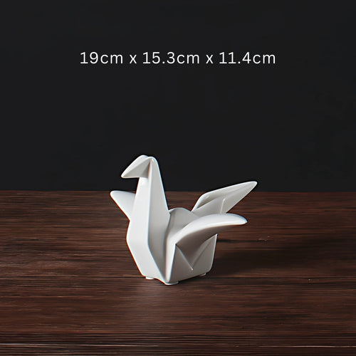 Elegant Origami-Style Ceramic Avian Sculpture