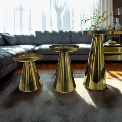 Set of 3 Elegant Decorative Candle Holders in Handcrafted Brass