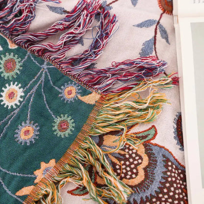 Serenity Blossom Dual-Sided Cotton Throw Blanket