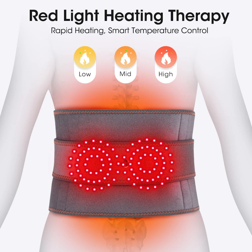 Cordless Lumbar Heating Pad with Vibration, Heat, and Red Light