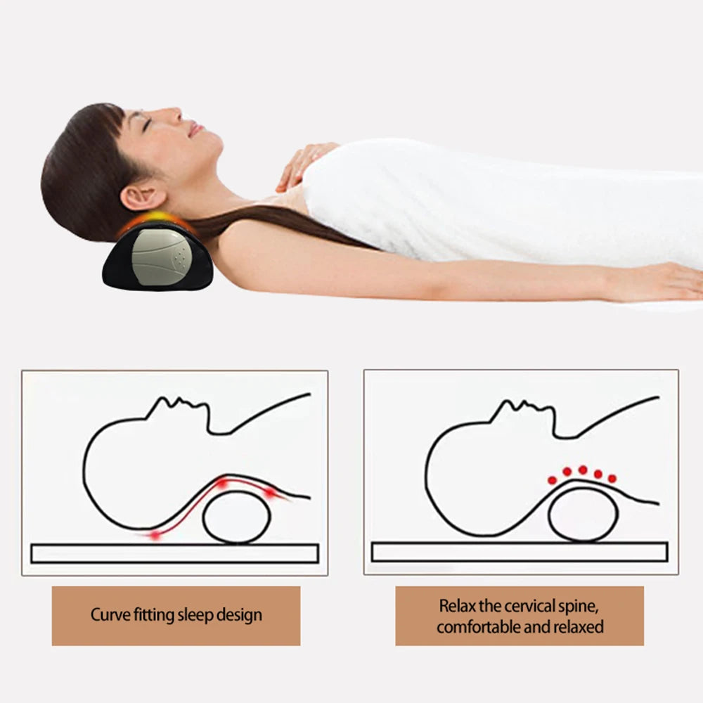 Adjustable Heat Neck Pillow with Jade Tourmaline for Pain Relief