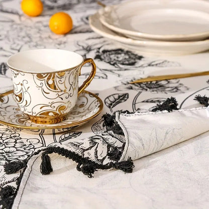 Charming Floral Tassel Table Cover for Rustic Elegance