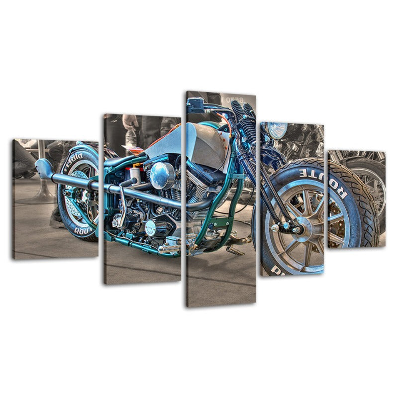 Dynamic 5-Piece Canvas Art: Blue Bicycle Adventure