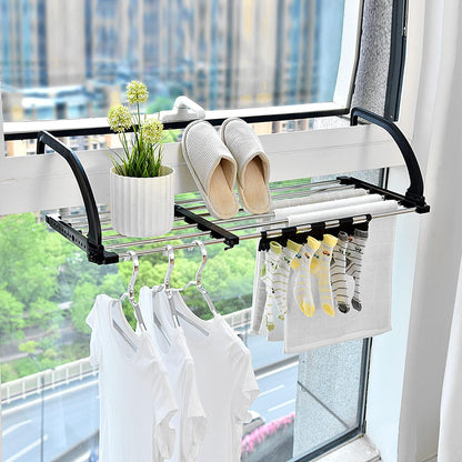 Retractable Drying Rack for Balcony - Portable with Sock Holders