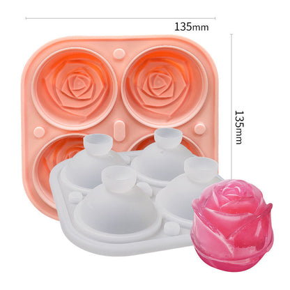 Elegant Floral Ice Cube Maker with 4 Compartments