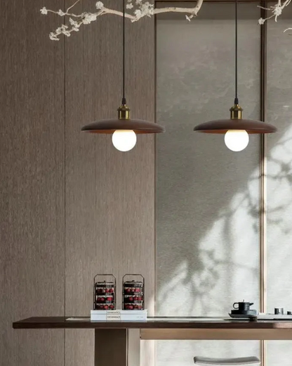 Japandi Zen Style Pendant Light with Slim Wooden Shade
