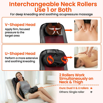 Vibrating Back Cushion with Heat – Full-Body Massager for Chair, Neck, Waist, Hips