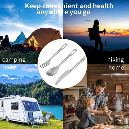 Lightweight Camping Cutlery Set - Titanium Flatware for Outdoor Use