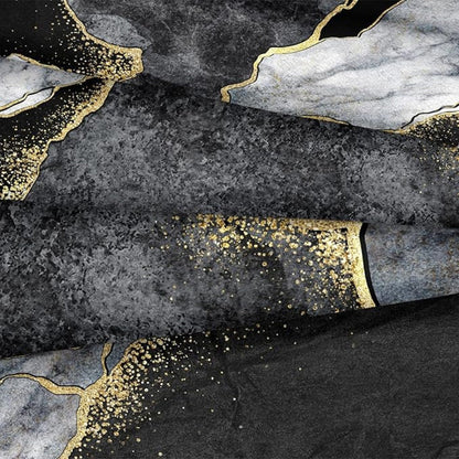 Luxurious Marble-Inspired Quilt Cover Set with Gold Accents