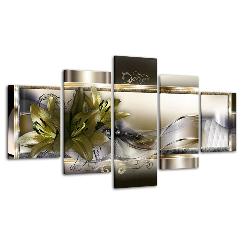 Stunning 5-Panel Floral Canvas Art for Elegant Spaces