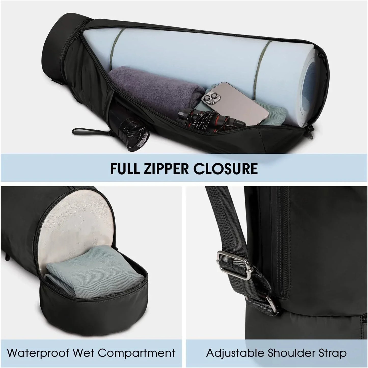 Stylish Yoga Mat Bag with Water Bottle Compartment
