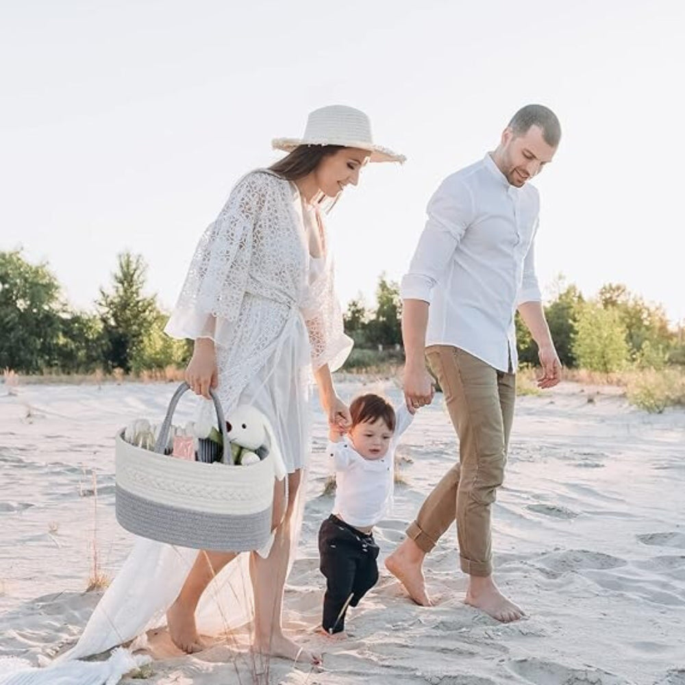 Chic Grey Baby Care Caddy for Effortless Organization