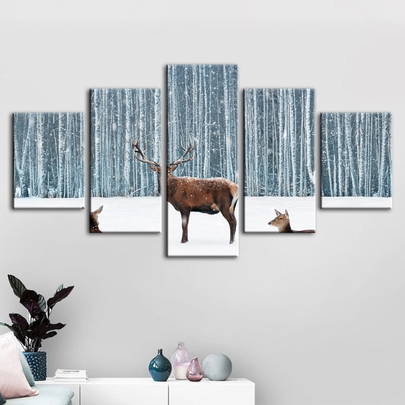 Tranquil Winter Scene - 5 Piece Canvas Art Collection