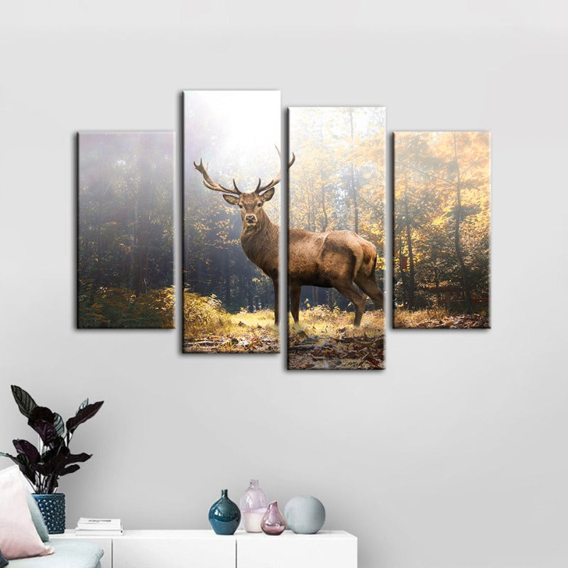 Serene Forest Majesty: 4-Piece Canvas Wall Art Set