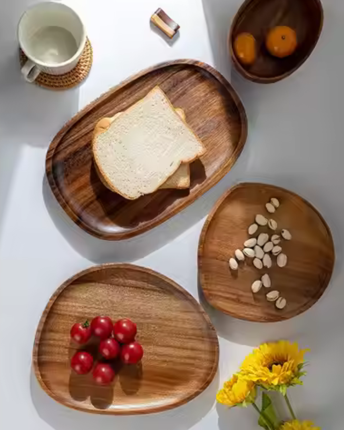 Rustic Wooden Platter Set – Natural Serving Tray for Kitchen Decor