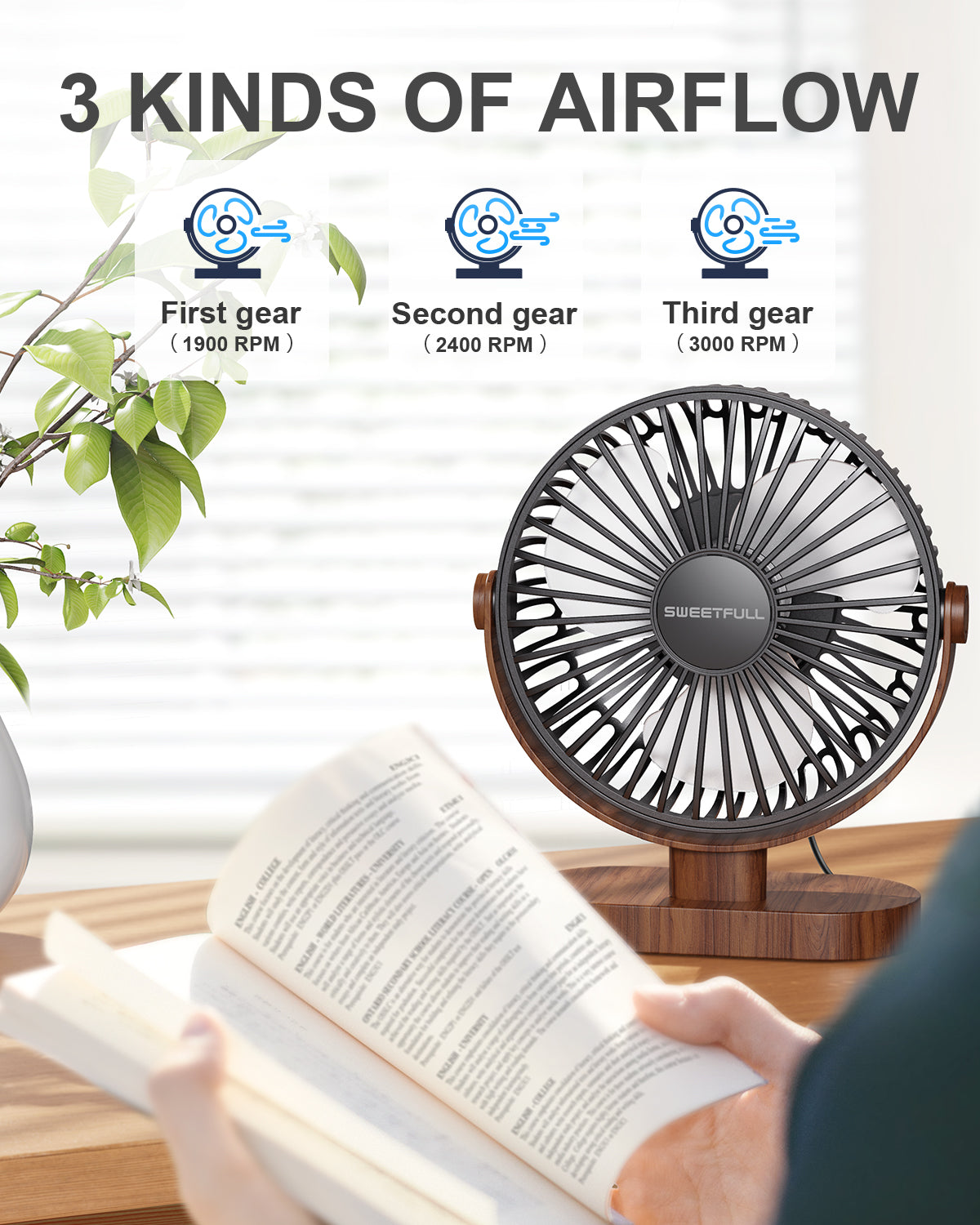 6.5 Inch Portable USB Desk Fan for Home, Office, Car, and Travel