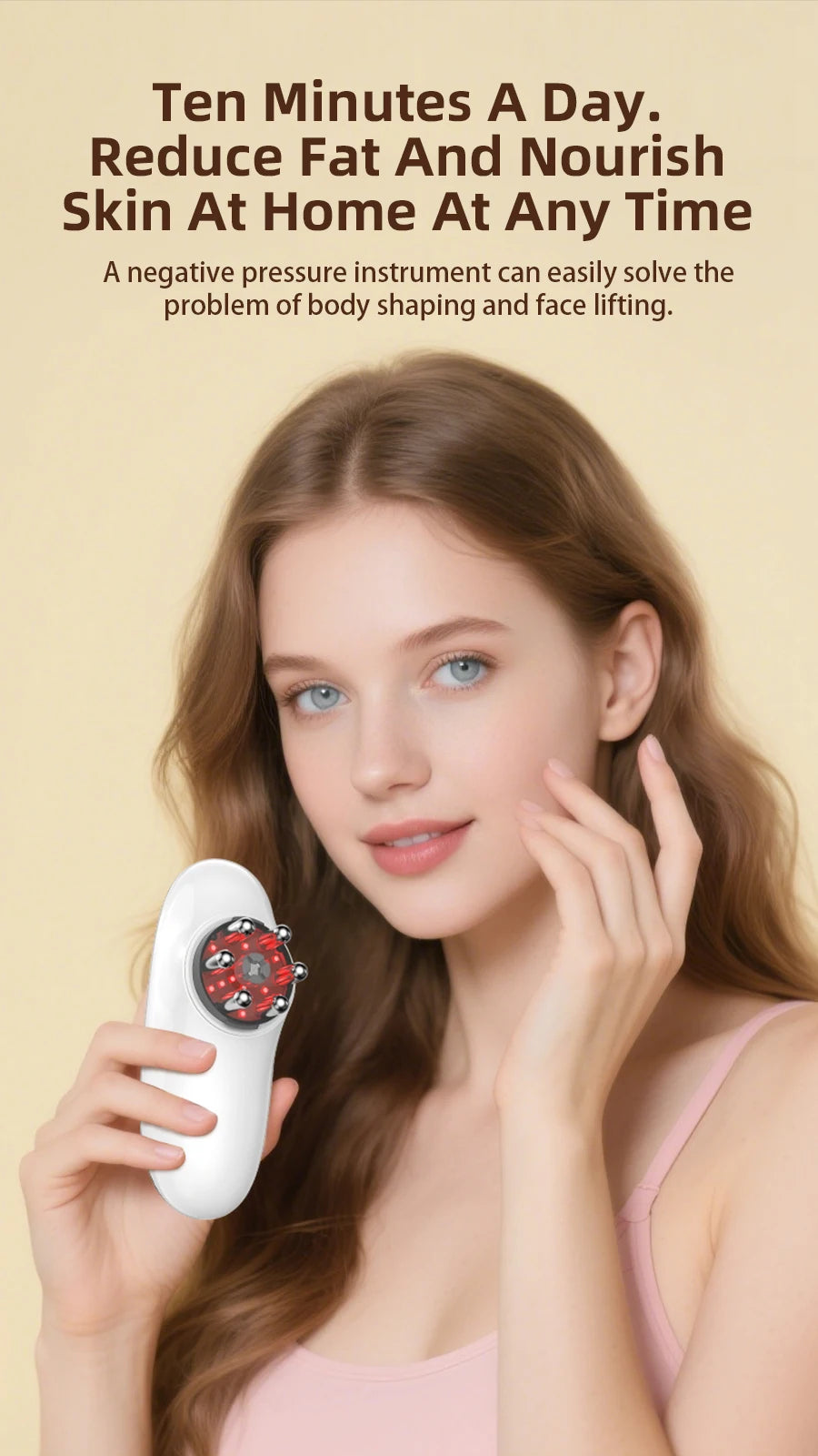 Microcurrent Suction Therapy Device with LED Light - Square & Round Cups, Auto-Off