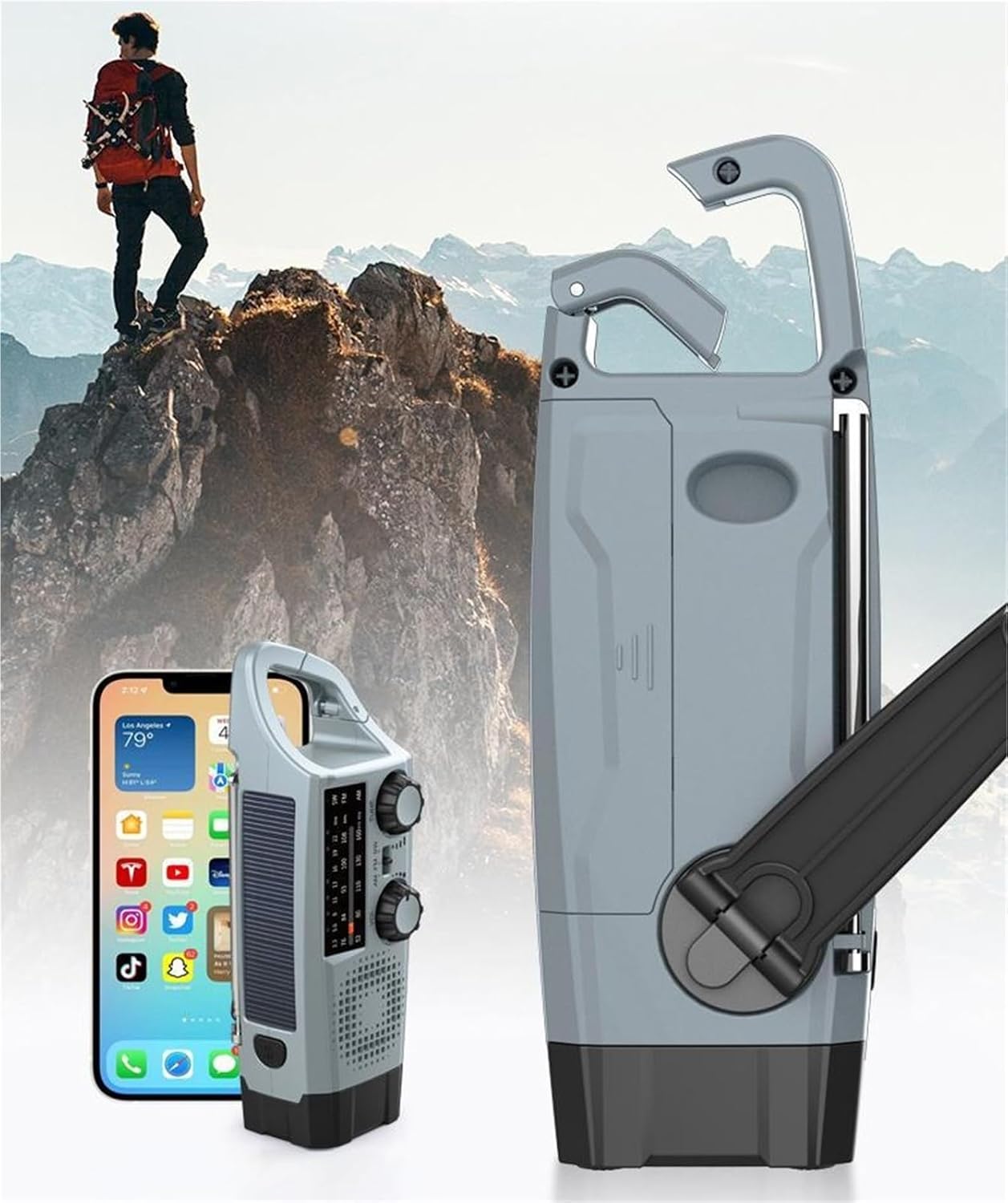 Emergency Radio with Hand Crank, LED Light & SOS Alert