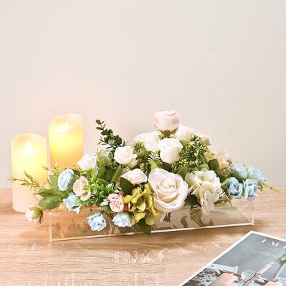 Floating Floral Display with Stem Holder | Clear Acrylic Vase for 12, 16, or 22 Stems | Optional LED Lighting