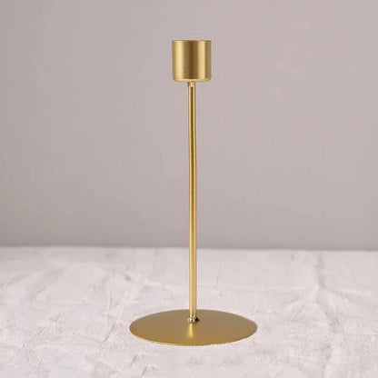 Nordic Style Metal Candlestick with Curved Stem in Gold for Taper Candles - 15.5 cm (6.1 in) Table and Shelf Decor