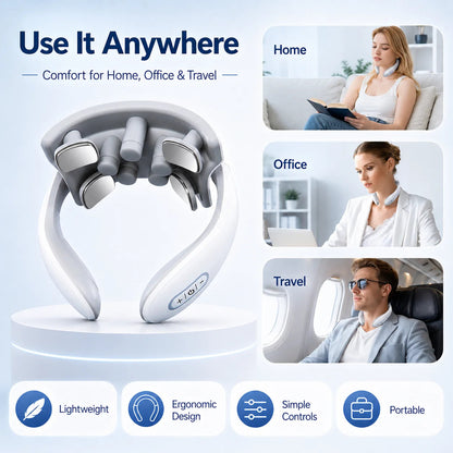 Neck Massager with 5 Settings, Soothing Heat, Comfortable Design for Home, Office & Travel