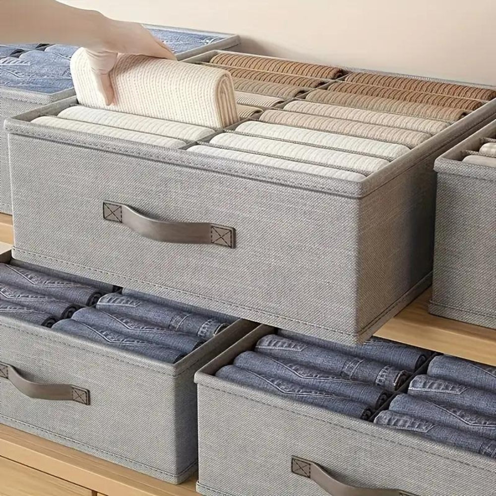 Chic Gray Fabric Organizer with 16 Compartments