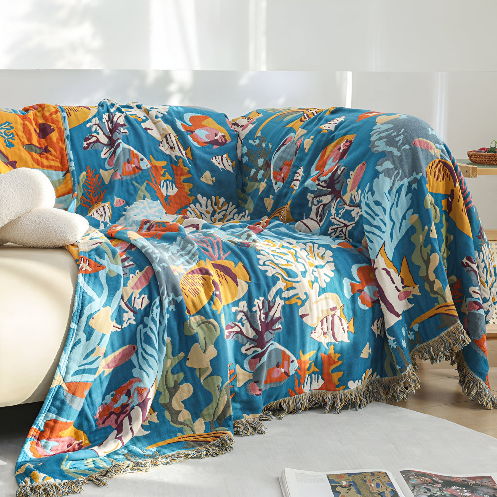 Ocean Breeze Cotton Throw for Year-Round Enjoyment