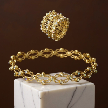 Versatile Adjustable Ring and Bracelet with Sparkling Stones