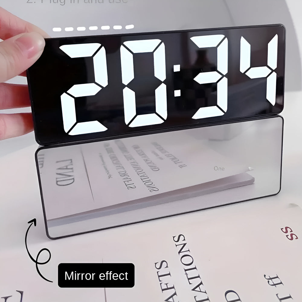 Sleek LED Mirror Clock with Dual Power Options