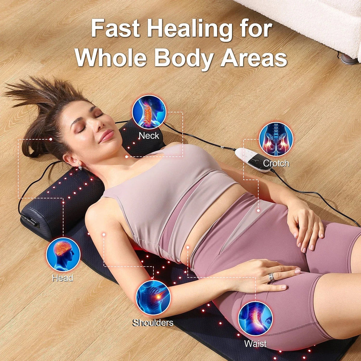 Infrared Heat Pad for Body Relief – Red Light Therapy Mat with Neck Support, 660nm & 850nm