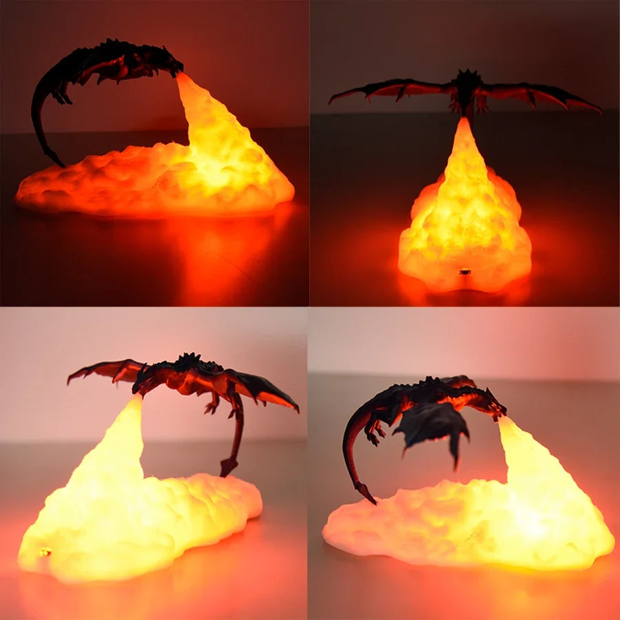 3D Printed LED Night Light - Fire Dragon Design