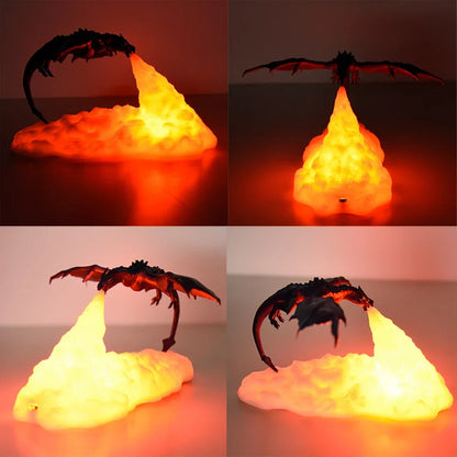 3D Printed LED Night Light - Fire Dragon Design