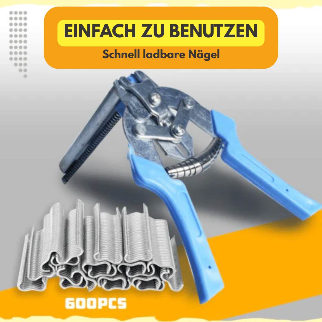 Precision Wire Fastening Tool with 600 Clips | Ergonomic Steel Construction
